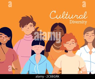 Women cartoons design, Cultural and friendship diversity theme Vector ...