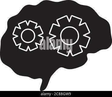 brain with gear wheels icon over white background vector illustration ...
