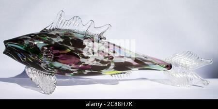 A very colorful fish made of glass. Mouth blown from Murano. Stock Photo