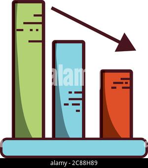 decrease business diagram arrow icon isolated design shadow vector illustration Stock Vector