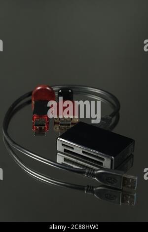 The USB adapter under the Type. Multiport. Stock Photo