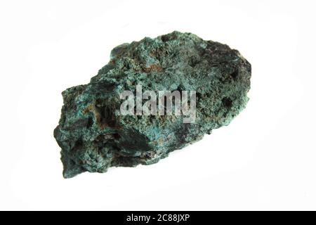 natural green malachite mineral isolated on the white background Stock Photo