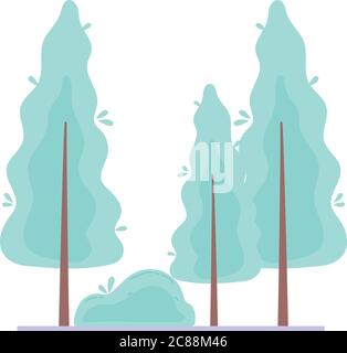 trees bush vegetation botanical foliage isolated design icon vector illustration Stock Vector