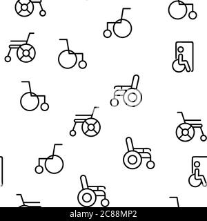 Wheelchair For Invalid Vector Seamless Pattern Stock Vector