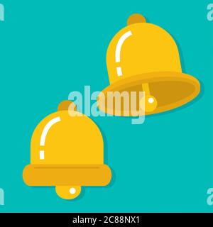 yellow bell isolated vector illustration icon in flat style Stock Vector
