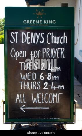 Church opening during Covid-19 lockdown, Lisvane, Wales Stock Photo