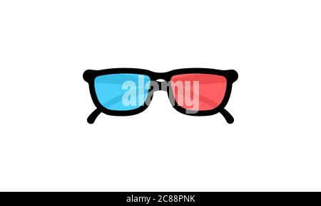 3d glasses front view icon flat. Vector on isolated white background. EPS 10. Stock Vector