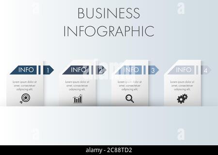 4 steps business infographic template with icon for presentation, workflow, process. Stock Vector