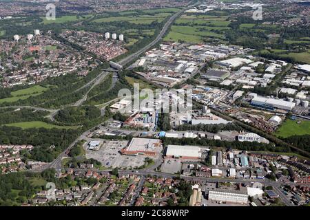 aerial view of Bredbury Park Industrial Estate, Bredbury, Stockport, Greater Manchester Stock Photo