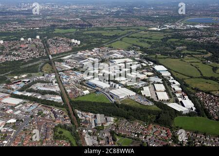 aerial view of Bredbury Park Industrial Estate, Bredbury, Stockport, Greater Manchester Stock Photo