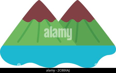 mountains and lake flat style icon vector illustration design Stock Vector
