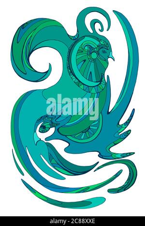 Vector abstract illustration of bird of paradise. Pair of birds Stock Vector