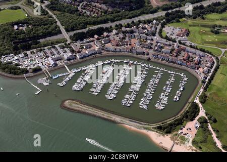 aerial view of Conwy Marina (or Conway Marina), North Wales Stock Photo