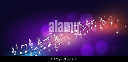 nein disco music notes banner for retro party designs Stock Photo