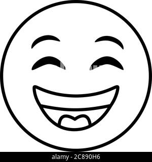 emoji face laughing classic line style icon vector illustration design Stock Vector