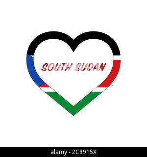 South Sudan flag in heart. I love my country. sign. Stock vector illustration isolated on white background. Stock Vector