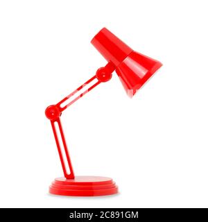 red plastic desk lamp isolated on white Stock Photo
