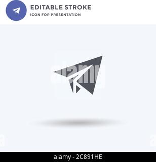 Paper Plane icon vector, filled flat sign, solid pictogram isolated on white, logo illustration. Paper Plane icon for presentation. Stock Vector