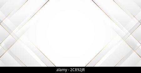 Abstract modern white background paper cut style with golden line  Luxury concept. You can use for banner template, cover, print ad, presentation, bro Stock Vector