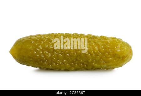 macro of pickled cucumber isolated on white Stock Photo
