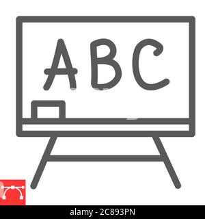 Blackboard line icon, school and education, classroom sign vector graphics, editable stroke linear icon, eps 10. Stock Vector