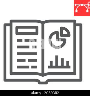 Homework line icon, school and education, notebook sign vector graphics, editable stroke linear icon, eps 10. Stock Vector