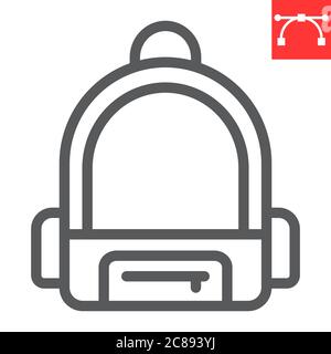 School bag line icon, school and education, backpack sign vector graphics, editable stroke linear icon, eps 10. Stock Vector