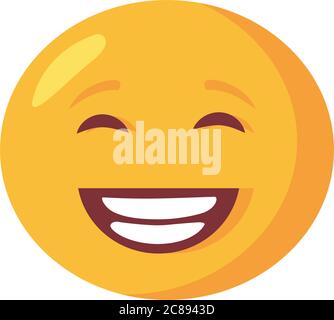 emoji face laughing classic flat style icon vector illustration design Stock Vector