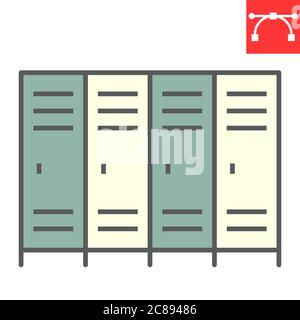 School lockers color line icon, school and education, locker sign vector graphics, editable stroke colorful linear icon, eps 10. Stock Vector