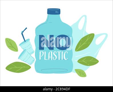 No plastic, zero waste and saving planet from garbage Stock Vector