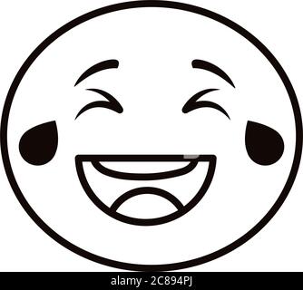 emoji face laughing classic line style icon vector illustration design Stock Vector