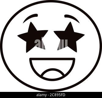 emoji face laughing with stars eyes line style icon vector illustration design Stock Vector