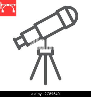 Telescope line icon, school and education, telescope sign vector graphics, editable stroke linear icon, eps 10. Stock Vector