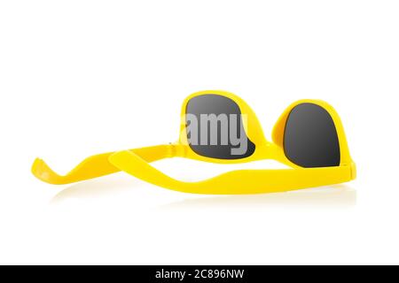 yellow sunglasses isolated on white Stock Photo