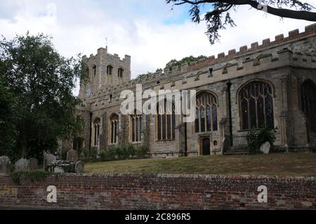 St Peter ad Vincula Church, Coggeshall, Essex, is 125 feet long, and benefited from the prosperity of the wool trade in the fifteenth century. Stock Photo