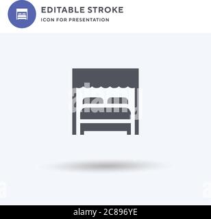 Canopy Bed icon vector, filled flat sign, solid pictogram isolated on white, logo illustration. Canopy Bed icon for presentation. Stock Vector