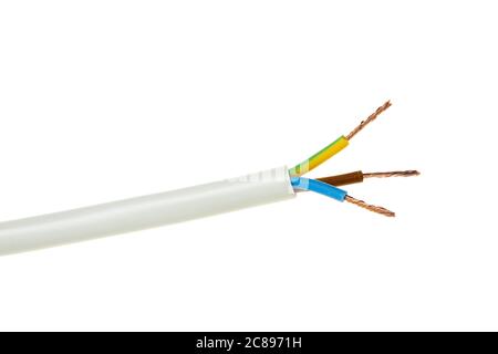closeup of electric cable isolated on white Stock Photo