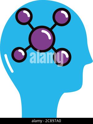 human profile with molecule line and fill style icon vector illustration design Stock Vector