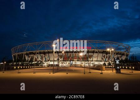 West Ham United's home ground – The London stadium – at the Queen Elizabeth Olympic Park in Stratford, London, UK Stock Photo