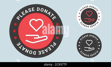 Please Donate stamp vector illustration. Vector certificate icon. Set of 3  beautiful color gradients. Vector combination for certificate in flat style  Stock Vector Image & Art - Alamy