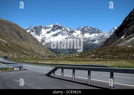 Swiss mountain panorama across the Julierpass in Switzerland Stock