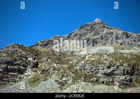 Swiss mountain panorama across the Julierpass in Switzerland Stock