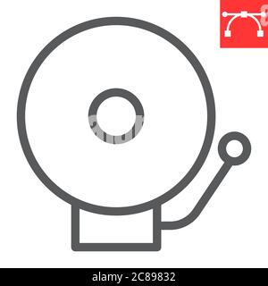 School bell line icon, school and education, alarm sign vector graphics, editable stroke linear icon, eps 10. Stock Vector