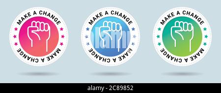 Make a change insignia stamp. Vector certificate icon. Set of 3 beautiful color gradients. Vector combination for certificate in flat style. Stock Vector