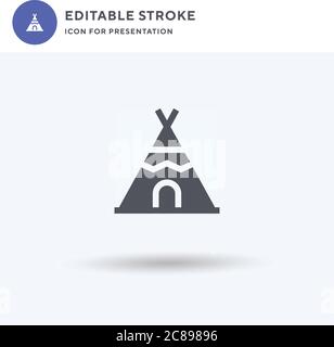 Tepee icon vector, filled flat sign, solid pictogram isolated on white, logo illustration. Tepee icon for presentation. Stock Vector