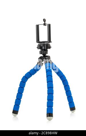 smart phone flexible tripod isolated on white Stock Photo