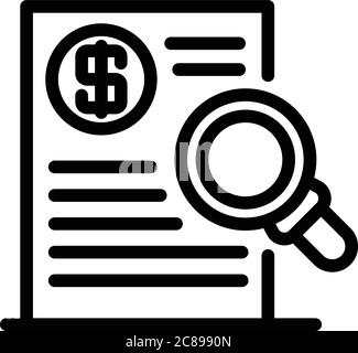 Trader money document icon, outline style Stock Vector