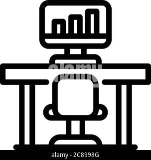 Trader home desktop icon, outline style Stock Vector