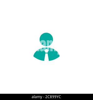 flat icon of human figure with tie. Avatar isolated on white. Vector illustration. person character, user, operator, account. consulting, job online, Stock Vector