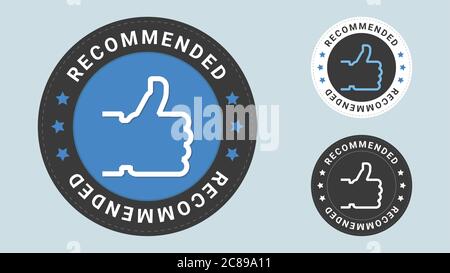 Recommended stamp vector illustration. Vector certificate icon. Vector combination for certificate in flat style. Stock Vector